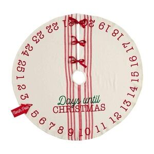 MUD PIE NWT countdown Christmas tree skirt -red/white -54”